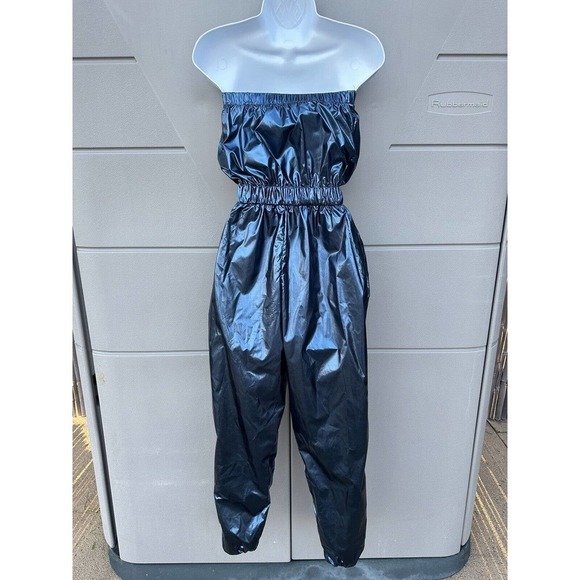 Superdown Lani Metallic Blue Strapless Jumpsuit Festival Boho Night Out Sz XS - Picture 7 of 16